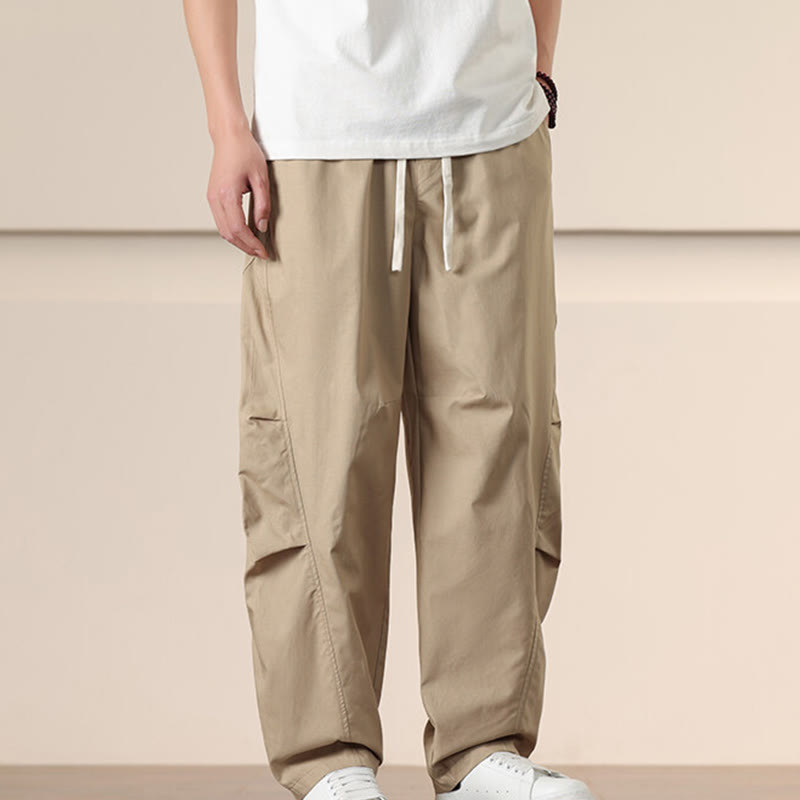 Pantalones harén con cordón ajustable de color liso para hombre, con bolsillos, de Buddha Stones Commute Spring - image 1