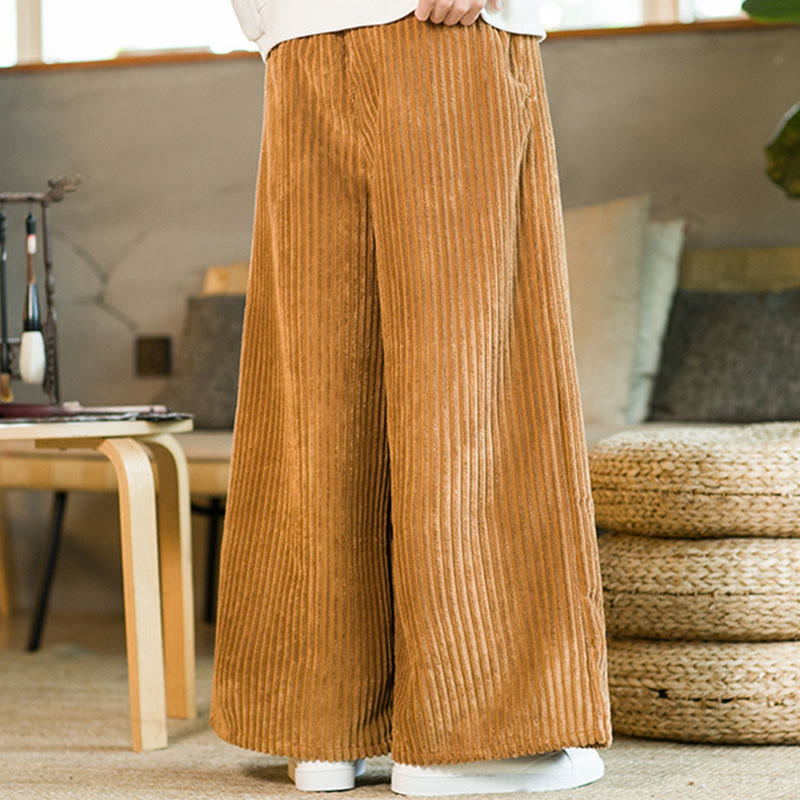 Pantalones de pana de algodón con pernera ancha y bolsillos para hombre, estilo Buddha Stones Commute, con cordón ajustable - image 8