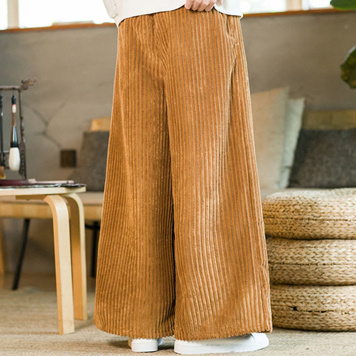 Pantalones de pana de algodón con pernera ancha y bolsillos para hombre, estilo Buddha Stones Commute, con cordón ajustable - image 8