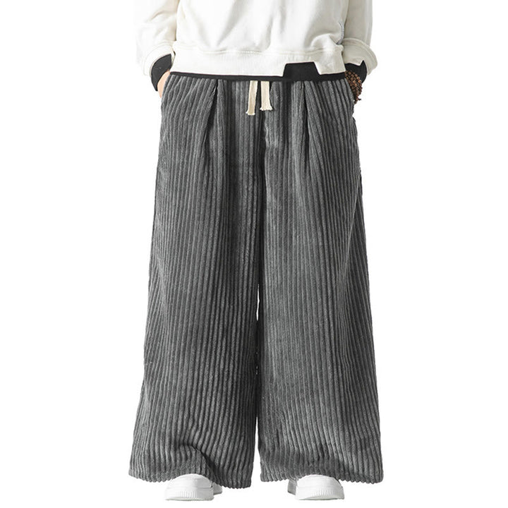 Pantalones de pana de algodón con pernera ancha y bolsillos para hombre, estilo Buddha Stones Commute, con cordón ajustable - image 28