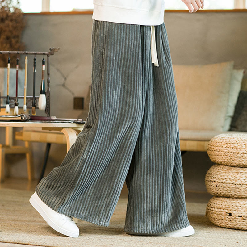 Pantalones de pana de algodón con pernera ancha y bolsillos para hombre, estilo Buddha Stones Commute, con cordón ajustable - image 21