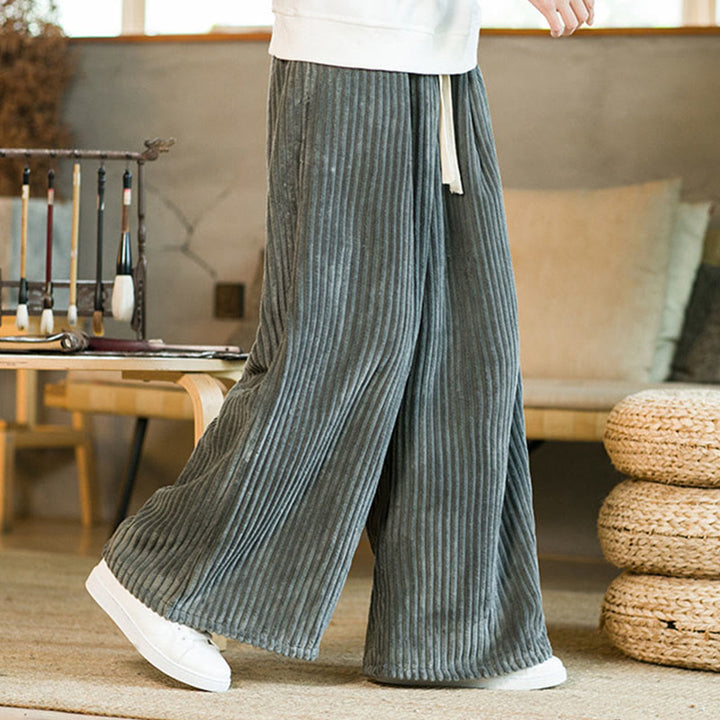 Pantalones de pana de algodón con pernera ancha y bolsillos para hombre, estilo Buddha Stones Commute, con cordón ajustable - image 21