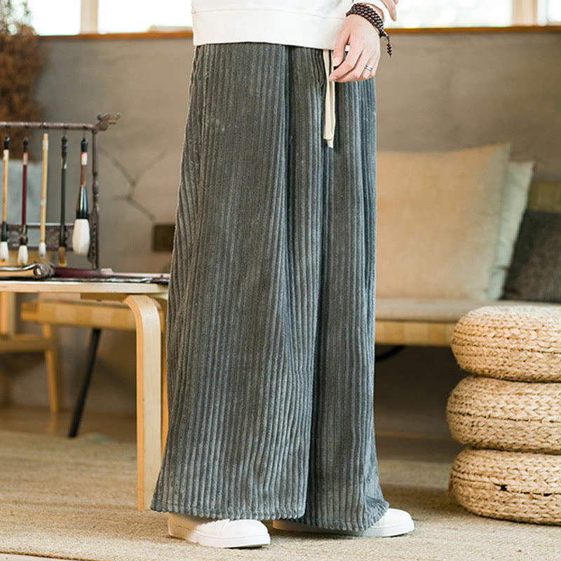 Pantalones de pana de algodón con pernera ancha y bolsillos para hombre, estilo Buddha Stones Commute, con cordón ajustable - image 23
