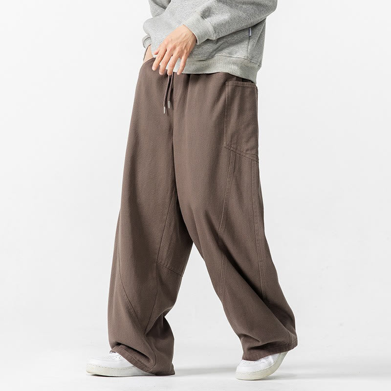 Pantalones anchos de algodón con cordón y bolsillos para hombre, con estampado de Buddha Stones Fall Pure Color - Tierra de siena - US/UK/AU46, EU56 (5XL) - image 0