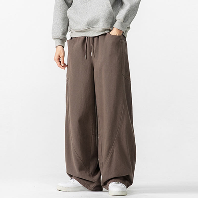 Pantalones anchos de algodón con cordón y bolsillos para hombre, con estampado de Buddha Stones Fall Pure Color - image 1