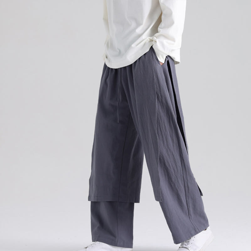 Pantalones de algodón para hombre con diseño de patchwork y Buddha Stones y bolsillos - Gris pizarra - US/UK/AU46, EU56 (5XL) - image 0