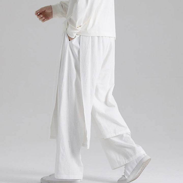 Pantalones de algodón para hombre con diseño de patchwork y Buddha Stones y bolsillos - Blanco - US/UK/AU46, EU56 (5XL) - image 19
