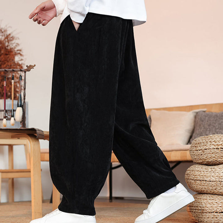 Pantalones casuales de algodón con diseño simple y bolsillos para hombre , de Buddha Stones - image 14