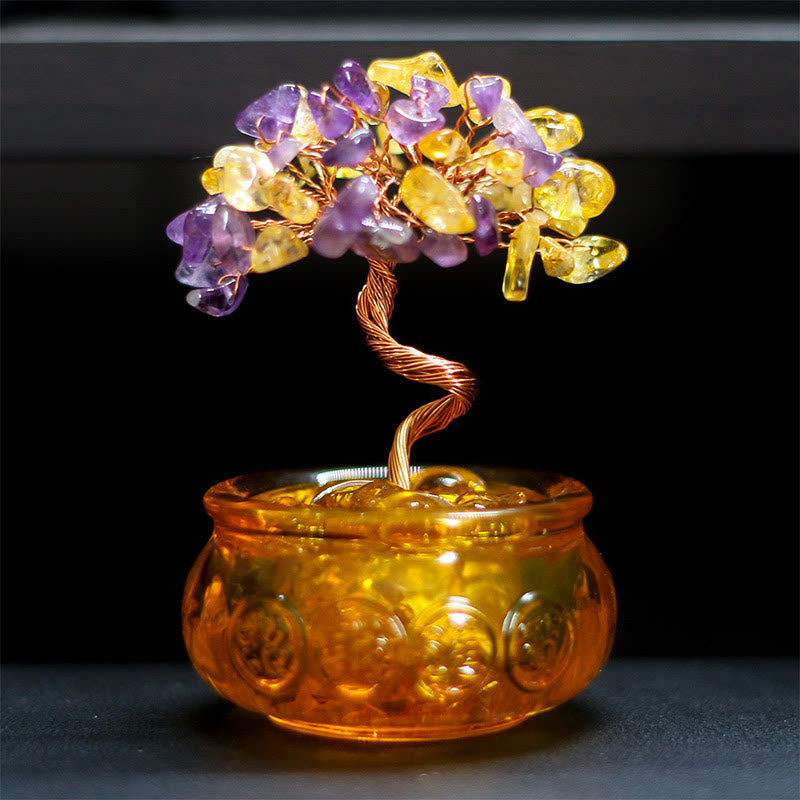 Buddha Stones, varios cristales, citrino, amatista, cristal rosa, árbol de la prosperidad, decoración del hogar - Citrino y amatista 6*10 cm - image 6