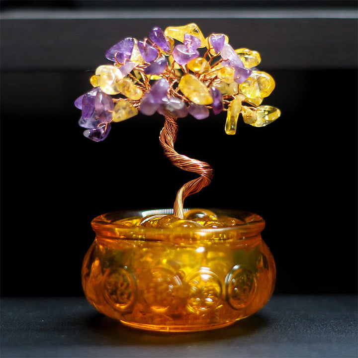 Buddha Stones, varios cristales, citrino, amatista, cristal rosa, árbol de la prosperidad, decoración del hogar - Citrino y amatista 6*10 cm - image 6