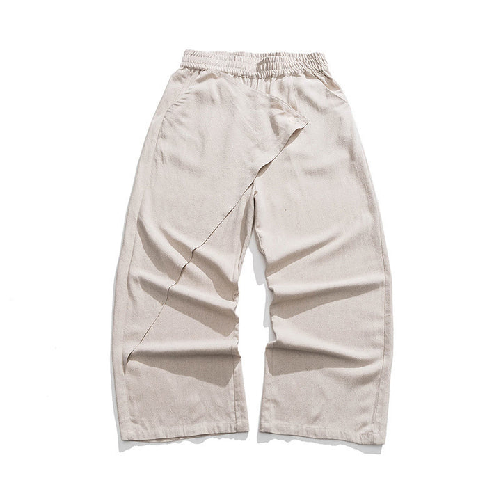 Pantalones de algodón lisos para hombre con diseño asimétrico y parches de Buddha Stones y bolsillos - Lino - US/UK/AU46, EU56 (5XL) - image 19