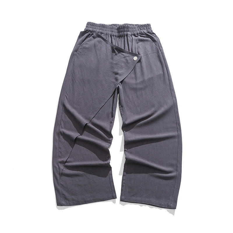 Pantalones de algodón lisos para hombre con diseño asimétrico y parches de Buddha Stones y bolsillos - Gris pizarra claro - US/UK/AU46, EU56 (5XL) - image 1