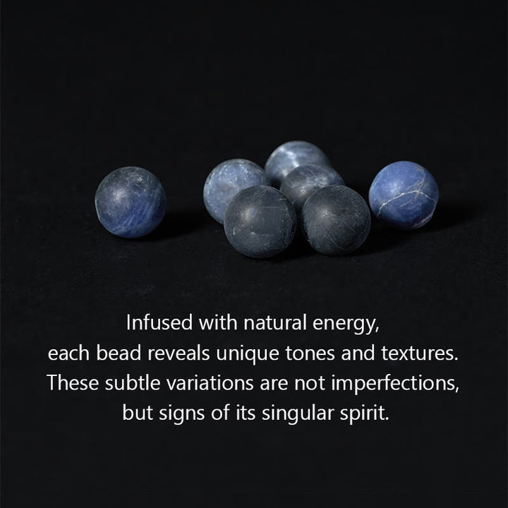 Buddha Stones Pulsera de armonía Om Mani Padme Hum de jaspe gris sodalita natural - image 5