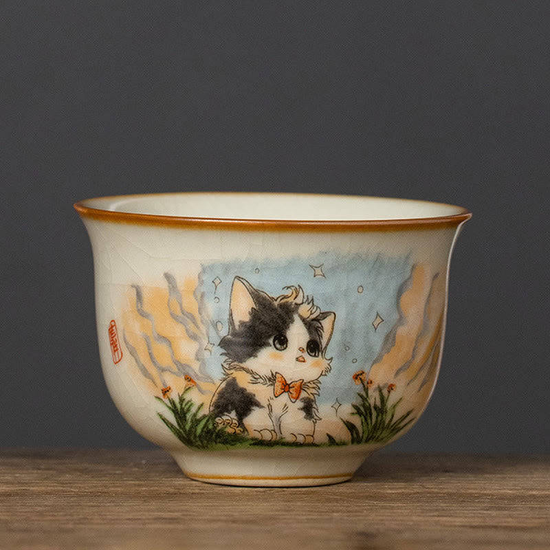 Taza de té de kung fu con forma de gato y Buddha Stones - Gato 5,8 cm x 4 cm x 65 ml - image 1