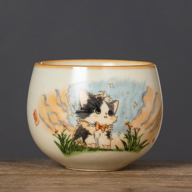 Taza de té de kung fu con forma de gato y Buddha Stones - Gato 6cm*4,7cm*70ml - image 0