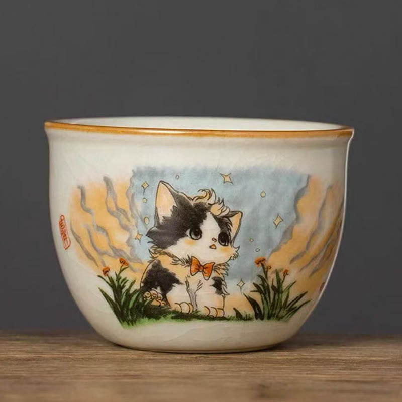 Taza de té de kung fu con forma de gato y Buddha Stones - Gato 7,5 cm x 5 cm x 140 ml - image 5