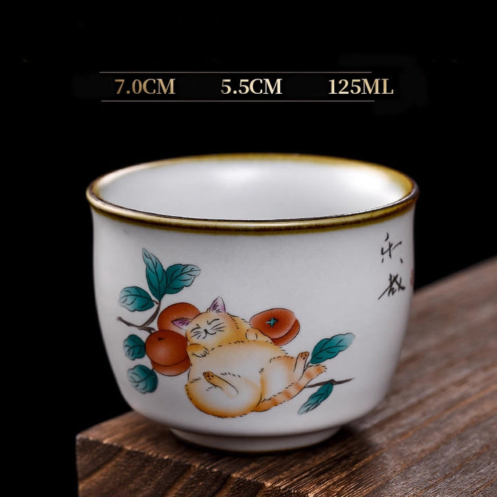 Taza de té de kung fu con diseño de gato acostado y ramas de Buddha Stones con caja de regalo - Gato tumbado y ramas 7 cm x 5,5 cm x 125 ml - image 16