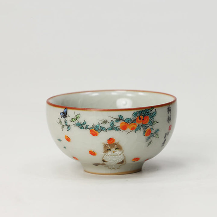 Taza de té de kung fu con diseño de gato y mariposa de Buddha Stones - Gato 2,55 pulgadas x 1,45 pulgadas x 1,86 oz (6,5 cm x 3,7 cm x 55 ml) - image 9