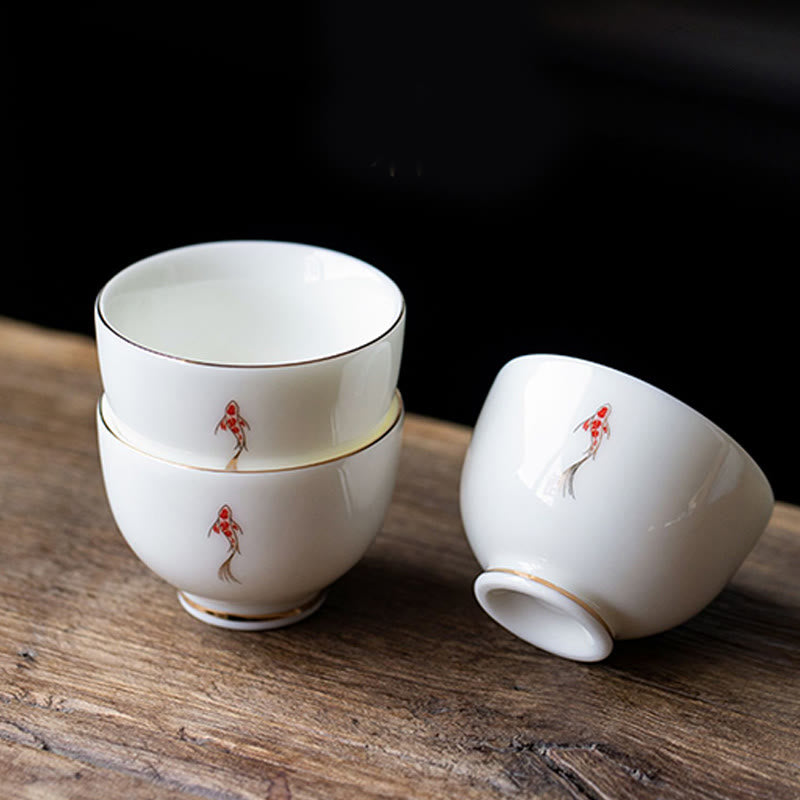 Taza de té de kung fu con pez koi y piedras de Buddha Stones - Pez koi 5,9 cm x 4,3 cm x 50 ml - image 0