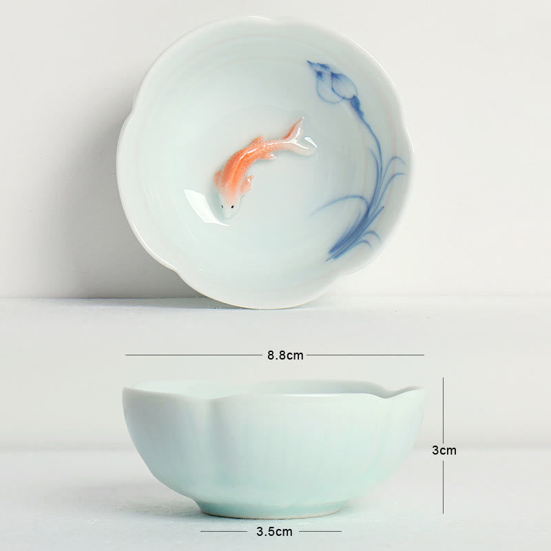 Taza de té de kung fu con mano de loto y pez koi de piedras de Buddha Stones - image 6
