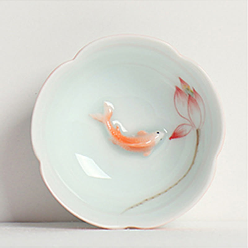 Taza de té de kung fu con mano de loto y pez koi de piedras de Buddha Stones - image 1