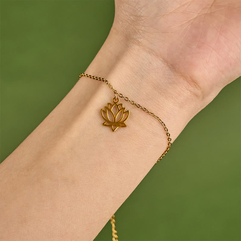 Pulsera de acero de titanio con diseño de loto y Buddha Stones - image 12
