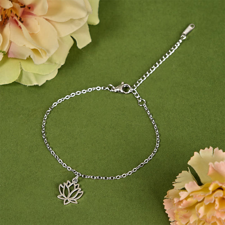 Pulsera de acero de titanio con diseño de loto y Buddha Stones - image 1