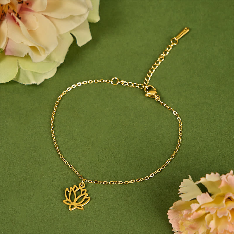 Pulsera de acero de titanio con diseño de loto y Buddha Stones - image 10