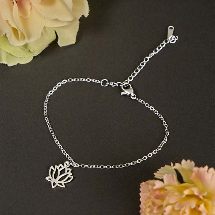 Pulsera de acero de titanio con diseño de loto y Buddha Stones - Plateado (circunferencia de la muñeca: 15-20 cm) - image 0