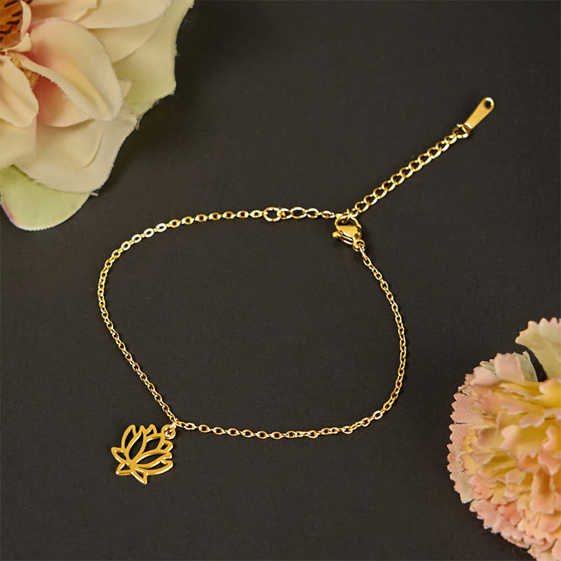 Pulsera de acero de titanio con diseño de loto y Buddha Stones - Dorado (circunferencia de la muñeca: 15-20 cm) - image 9