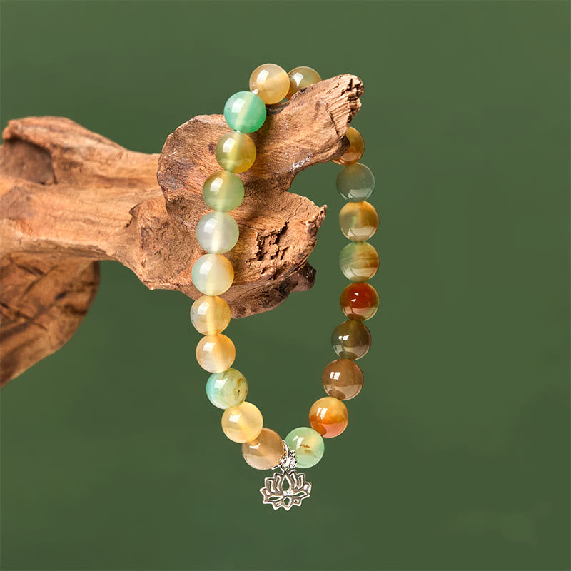 Pulsera de cuentas de ágata pavo real con símbolo de loto de plata de ley 925 y Buddha Stones - image 3