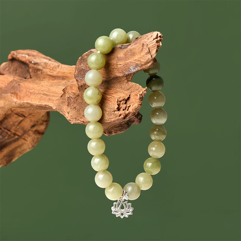 Pulsera de la suerte con Buddha Stones en plata de ley 925 y jade cian natural de loto - image 3