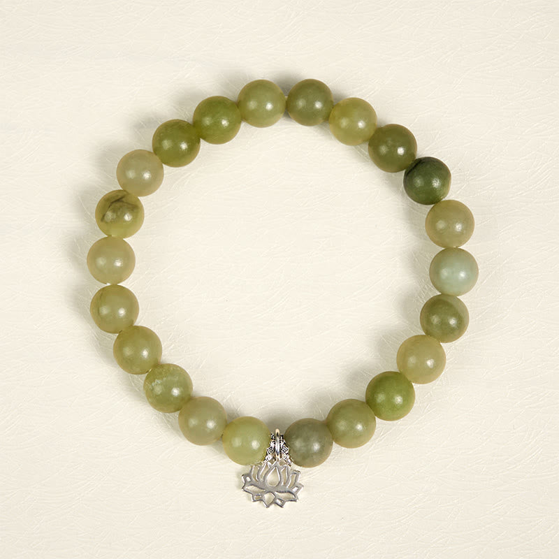 Pulsera de la suerte con Buddha Stones en plata de ley 925 y jade cian natural de loto - image 2