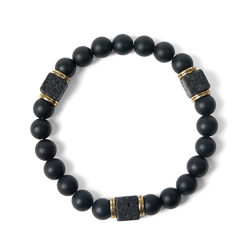 Pulsera de la fortuna con Buddha Stones de ónix negro esmerilado natural y piedra de lava cuadrada - image 6