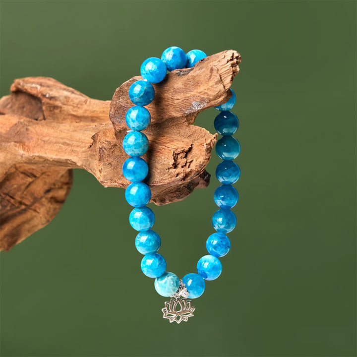 Pulsera creativa de apatita natural de loto y plata de ley 925 con Buddha Stones - image 3