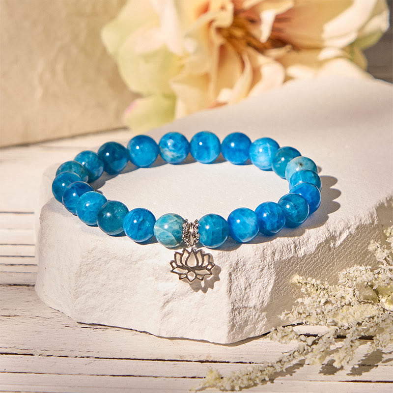 Pulsera creativa de apatita natural de loto y plata de ley 925 con Buddha Stones - image 1