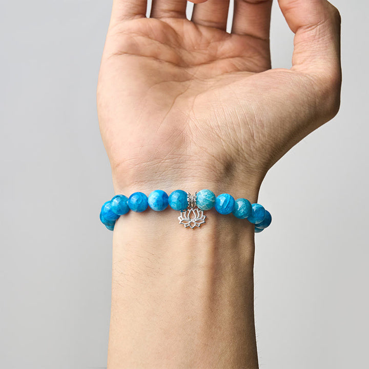 Pulsera creativa de apatita natural de loto y plata de ley 925 con Buddha Stones - image 4