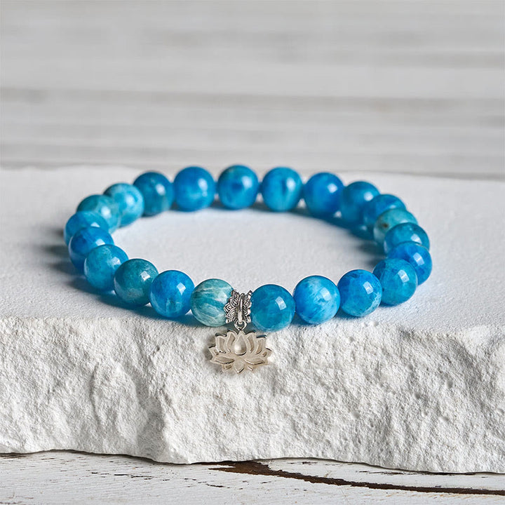 Pulsera creativa de apatita natural de loto y plata de ley 925 con Buddha Stones - 20 centímetros - image 0