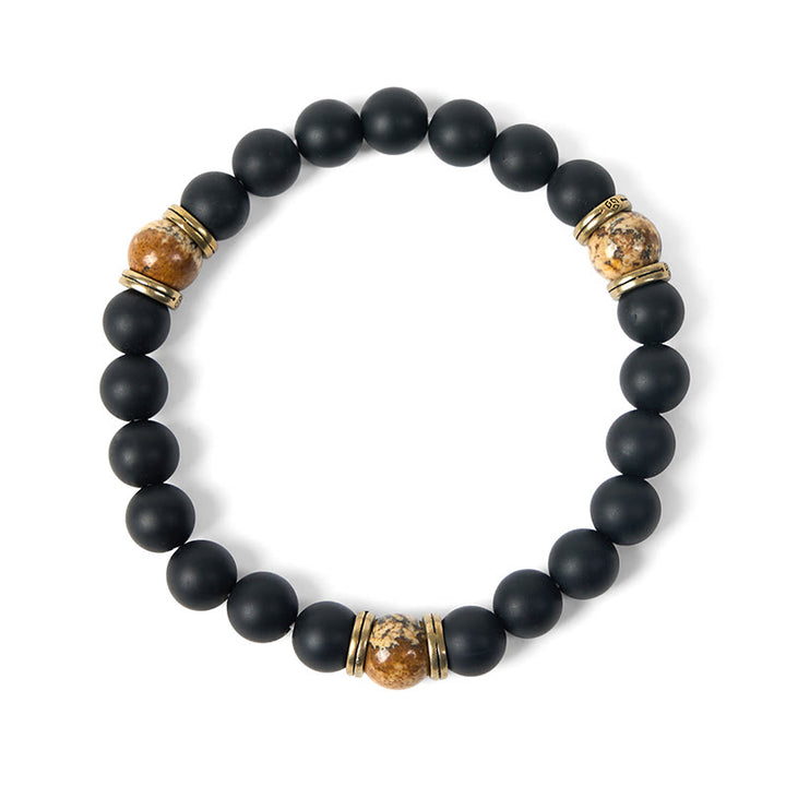 Pulsera de la fortuna con jaspe y ónix negro esmerilado natural de Buddha Stones - image 5