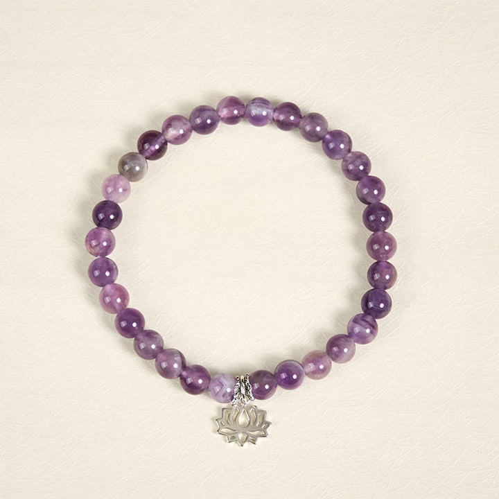 Pulsera de cuentas de equilibrio natural con diseño de loto y amatista de plata de ley 925 de Buddha Stones - image 12