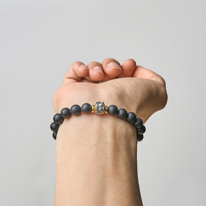 Pulsera protectora facial de Buda con Buddha Stones de Buda de ónix negro esmerilado natural - image 4