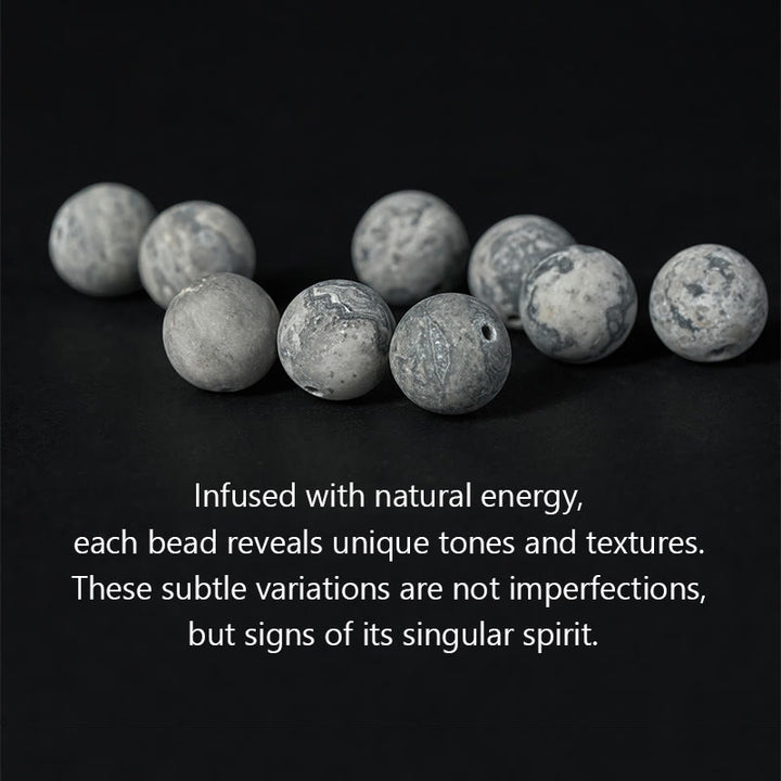 Pulsera de jaspe gris esmerilado natural con Buddha Stones y protección curativa para el rostro de Buda - image 5