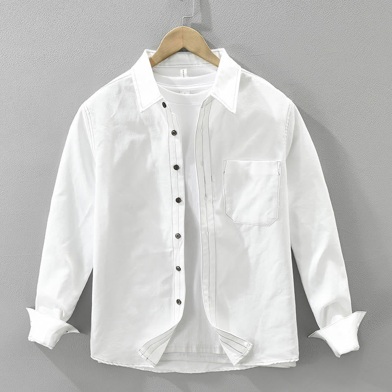 Camisa lisa de manga larga con botones y bolsillos de Buddha Stones Commute para hombre - Blanco - US/UK/AU42, EU52 (3XL) - image 1