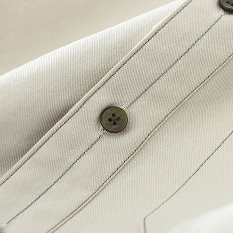 Camisa lisa de manga larga con botones y bolsillos de Buddha Stones Commute para hombre - image 8