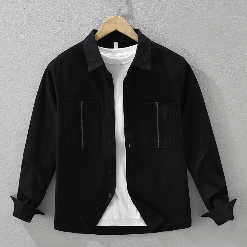 Camisa de manga larga con botones y bolsillos de Buddha Stones Spring Commute para hombre, de algodón - Negro - US/UK/AU42, EU52 (3XL) - image 0