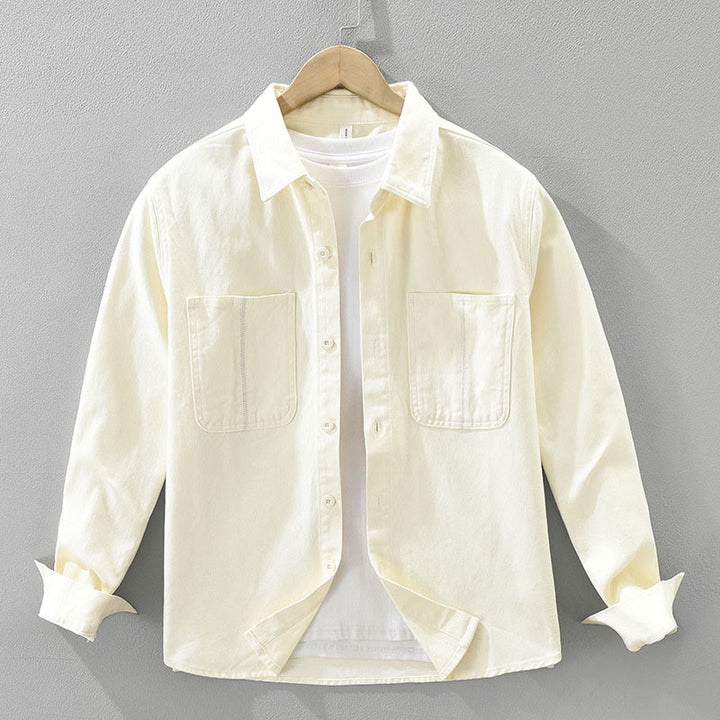 Camisa de manga larga con botones y bolsillos de Buddha Stones Spring Commute para hombre, de algodón - Beige - US/UK/AU42, EU52 (3XL) - image 2