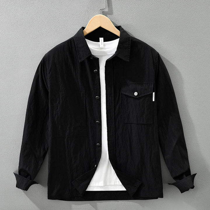 Camisa de hombre de manga larga con botones y diseño sencillo con bolsillos , de Buddha Stones Daily - Negro - US/UK/AU42, EU52 (3XL) - image 14