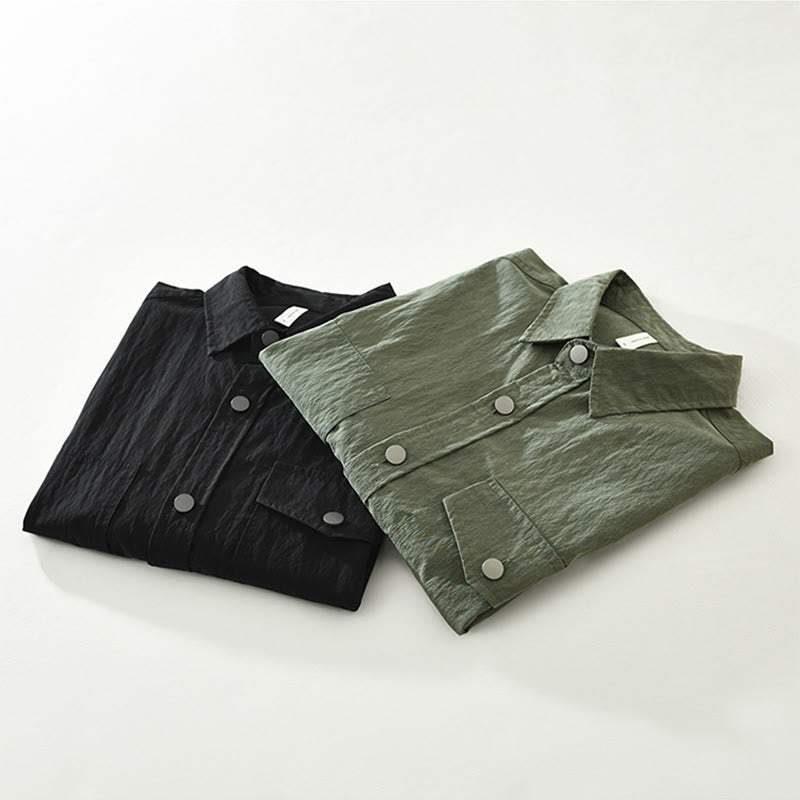 Camisa de hombre de manga larga con botones y diseño sencillo con bolsillos , de Buddha Stones Daily - image 15