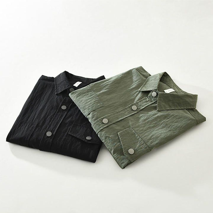 Camisa de hombre de manga larga con botones y diseño sencillo con bolsillos , de Buddha Stones Daily - image 15