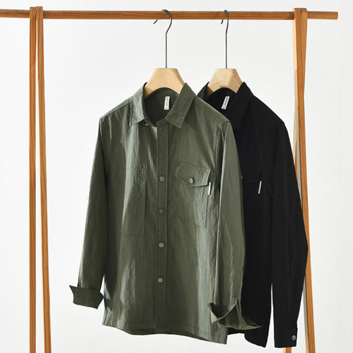 Camisa de hombre de manga larga con botones y diseño sencillo con bolsillos , de Buddha Stones Daily - image 16